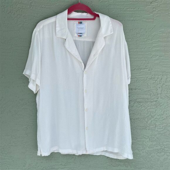 Cactus Man Men's XL White Textured Short Sleeve Button-Up Shirt - Picture 1 of 9